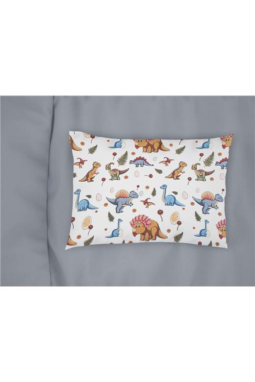 Μαξιλαροθήκη Εμπριμέ kids Dinosaur 519 50X70 White-Blue 100% Cotton