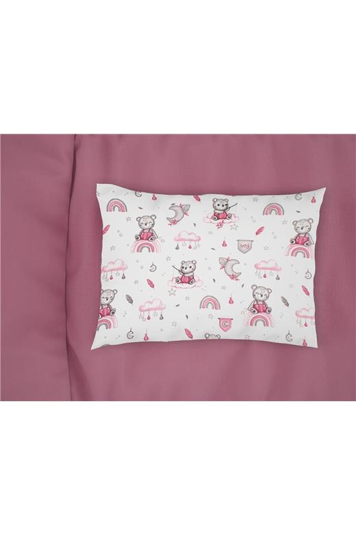 Μαξιλαροθήκη Εμπριμέ kids Cloudy Bear 582 50X70 White-Pink 100% Cotton