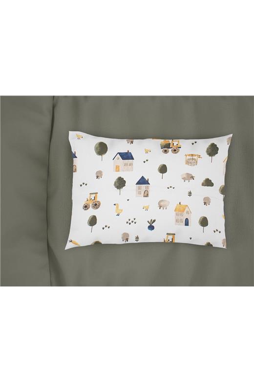 Μαξιλαροθήκη Εμπριμέ kids Village 579 50X70 White-Green 100% Cotton
