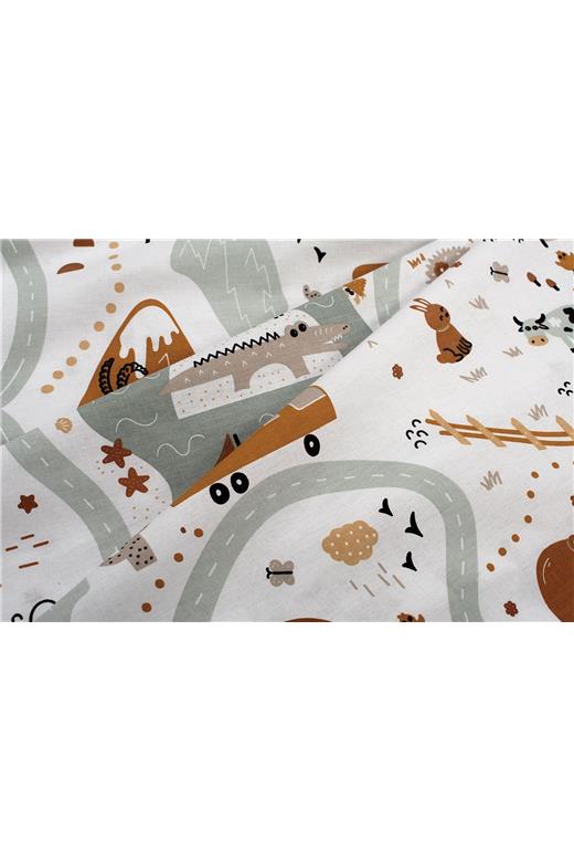 Σεντονάκι Λίκνου bebe Countryside 580 80X110 White-Mint 100% Cotton