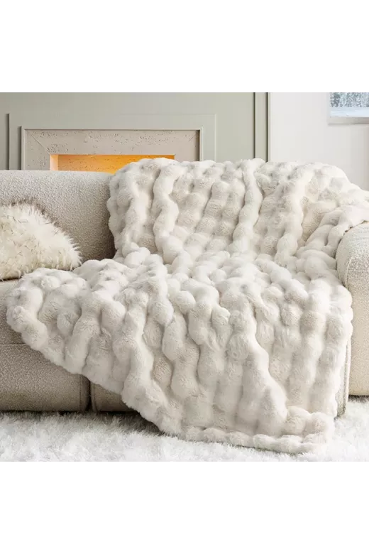 Σετ ριχτάρια γούνινα Rabbit Fur White