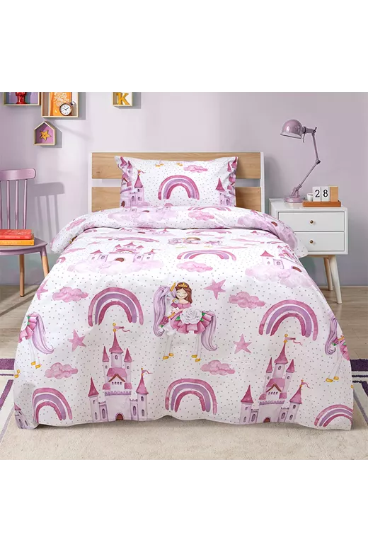 LINO Σετ Παιδική Παπλωματοθήκη (160x240) Dreamy Castleland Λευκό