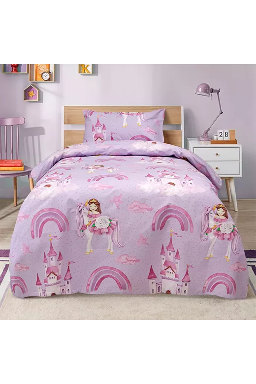 LINO Σετ Παιδική Παπλωματοθήκη (160x240) Dreamy Castleland Λιλά