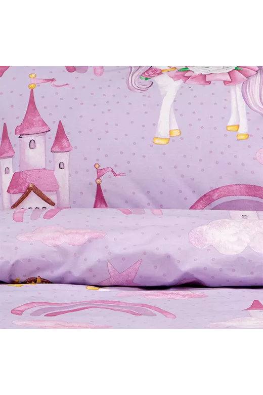 LINO Σετ Παιδική Παπλωματοθήκη (160x240) Dreamy Castleland Λιλά
