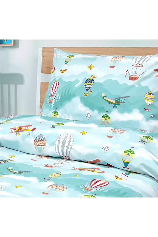 LINO Σετ Παιδική Παπλωματοθήκη (160x240) Cloud Chasers Πετρόλ