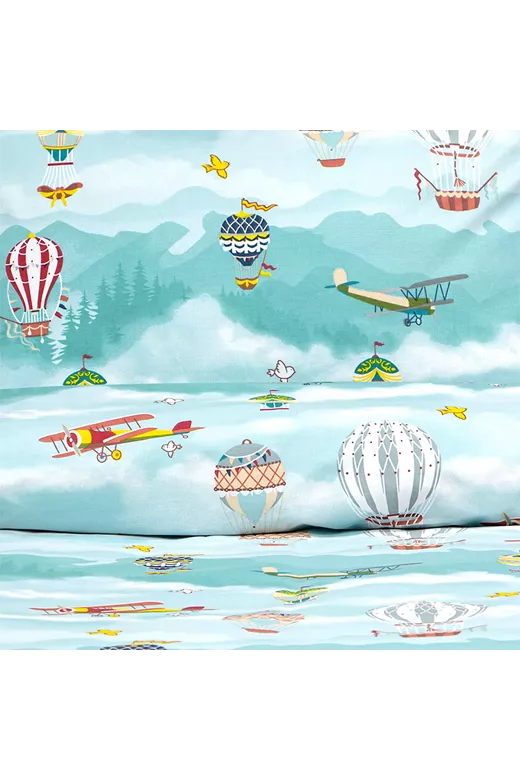 LINO Σετ Παιδική Παπλωματοθήκη (160x240) Cloud Chasers Πετρόλ