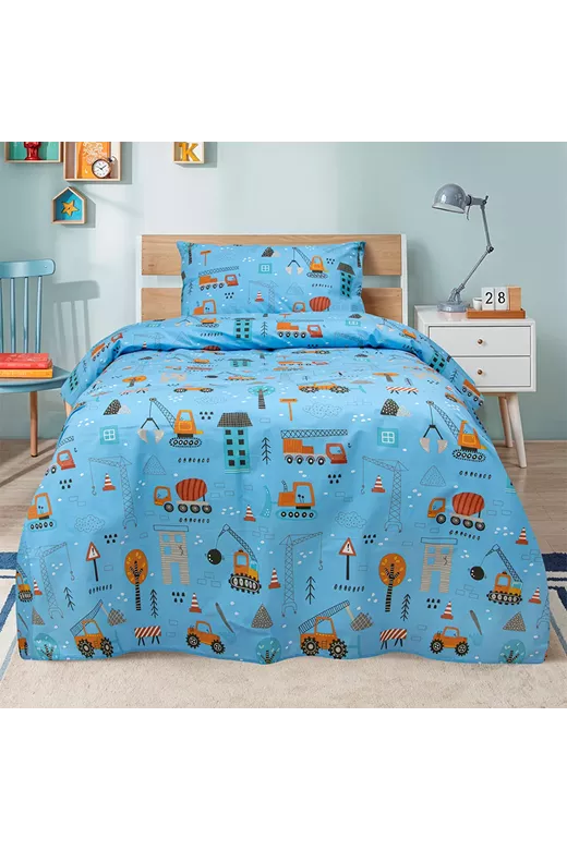 LINO Σετ Παιδική Παπλωματοθήκη (160x240) Playground Town Πετρόλ