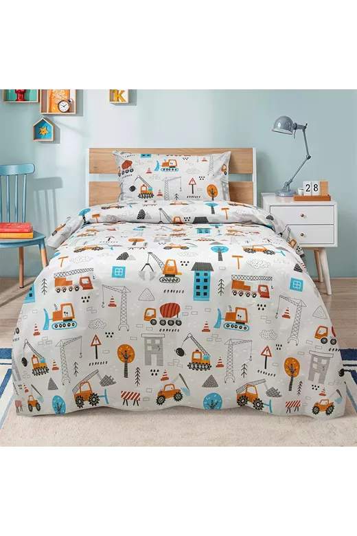 LINO Σετ Παιδική Παπλωματοθήκη (160x240) Playground Town Γκρι