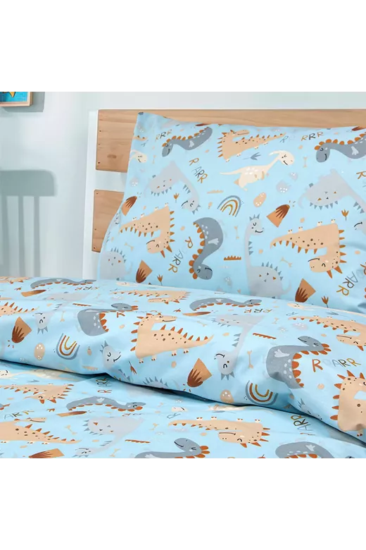 LINO Σετ Παιδική Παπλωματοθήκη (160x240) Jurrasic Nap Πετρόλ