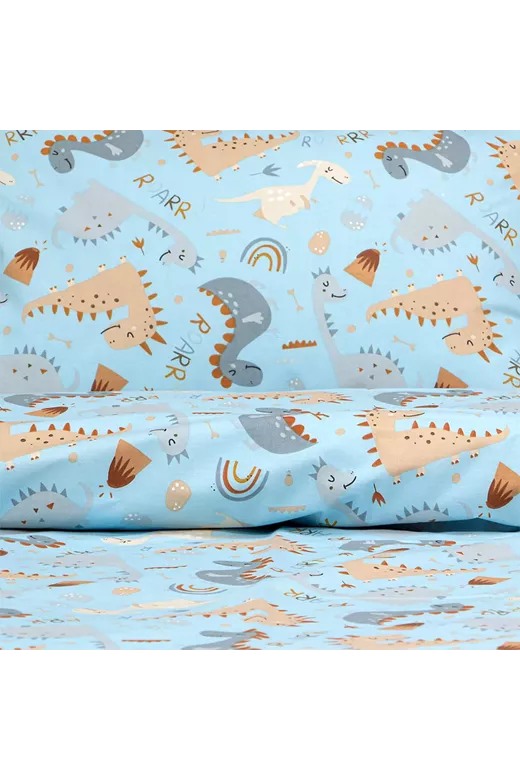 LINO Σετ Παιδική Παπλωματοθήκη (160x240) Jurrasic Nap Πετρόλ