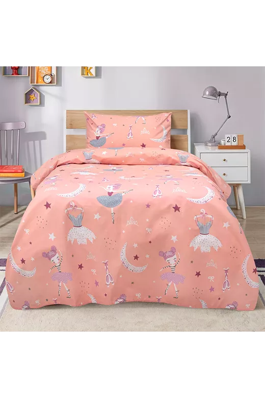 LINO Σετ Παιδική Παπλωματοθήκη (160x240) Dreamy Dancers Κοραλί