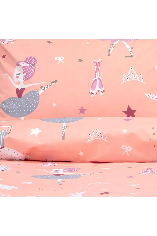 LINO Σετ Παιδική Παπλωματοθήκη (160x240) Dreamy Dancers Κοραλί