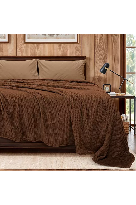 LINO ΚΟΥΒΕΡΤΑ FLEECE NAPNEST BROWN 220X240