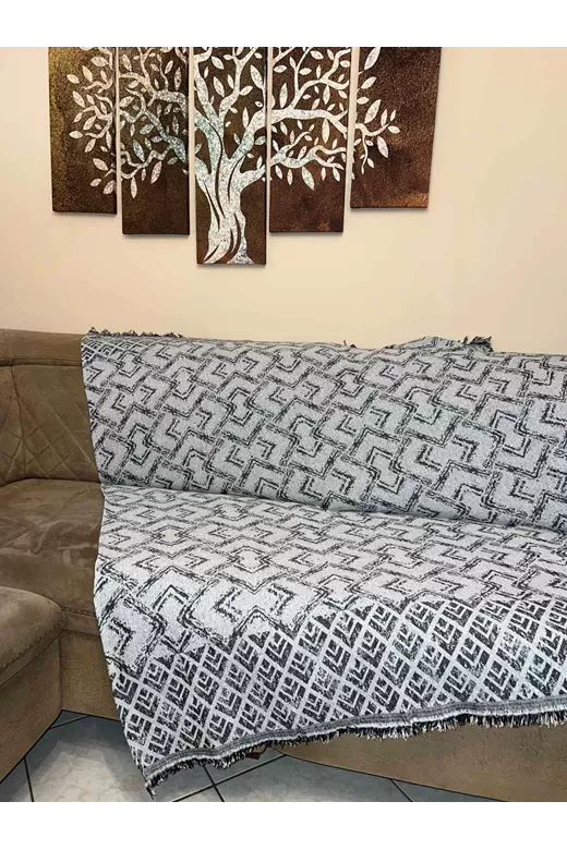 Σετ Ριχτάρια 2τεμ Σενίλ Γεωμετρικό-Ρόμβος Γκρι Σκούρο