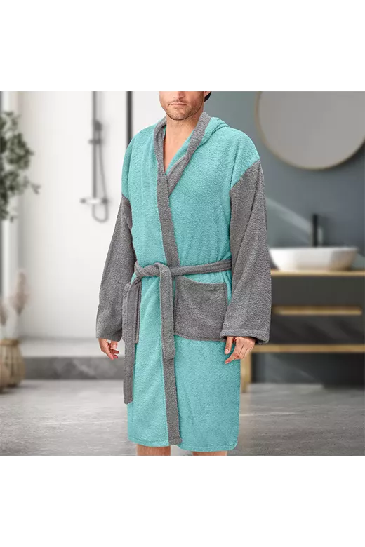 LINO Μπουρνούζι με κουκούλα Revel Μέντα Medium