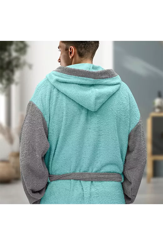 LINO Μπουρνούζι με κουκούλα Revel Μέντα Medium