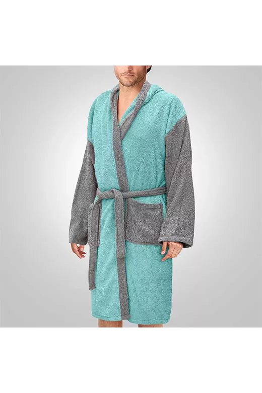 LINO Μπουρνούζι με κουκούλα Revel Μέντα Medium