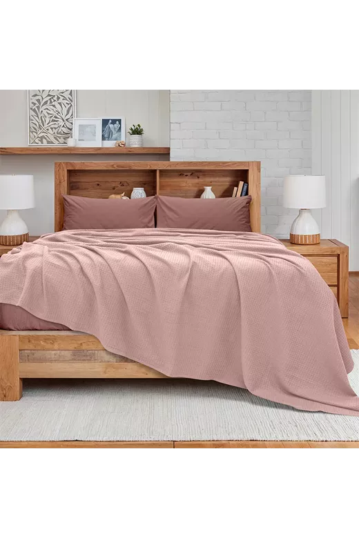LINO Κουβέρτα King Size(240x260) Πικέ Cocoon Ροζ