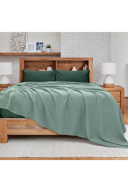 LINO Κουβέρτα King Size (240x260) Πικέ Cocoon Μέντα