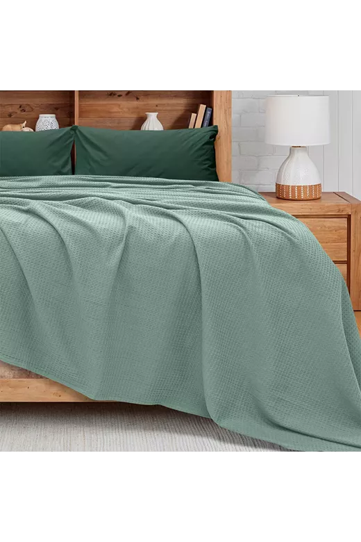 LINO Κουβέρτα King Size (240x260) Πικέ Cocoon Μέντα