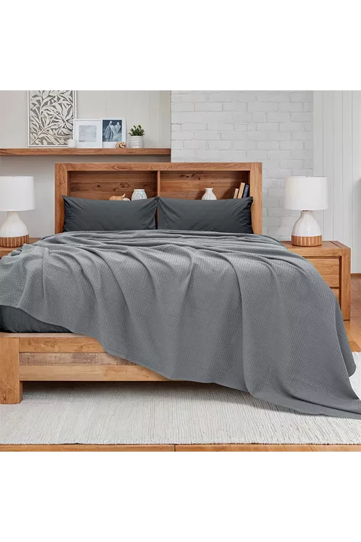 LINO Κουβέρτα King Size (240x260) Πικέ Cocoon Γκρι