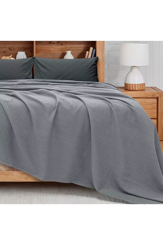 LINO Κουβέρτα King Size (240x260) Πικέ Cocoon Γκρι