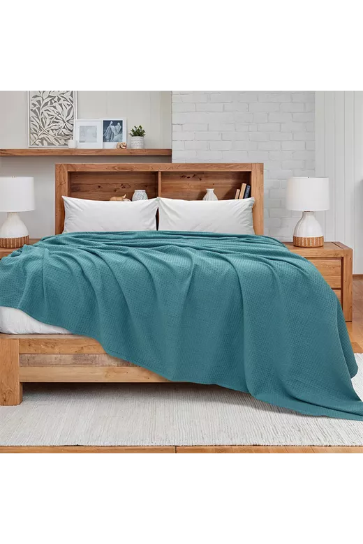 LINO Κουβέρτα King Size (240x260) Πικέ Cocoon Πετρόλ