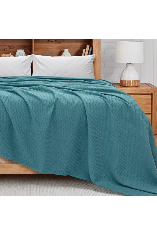 LINO Κουβέρτα King Size (240x260) Πικέ Cocoon Πετρόλ