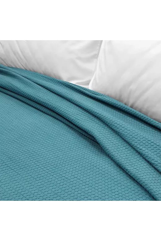 LINO Κουβέρτα King Size (240x260) Πικέ Cocoon Πετρόλ