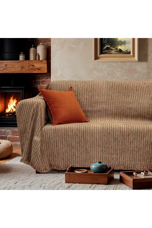 LINO Ριχτάρι Καναπέ Τριθέσιο (180x300) Velora Κεραμιδί