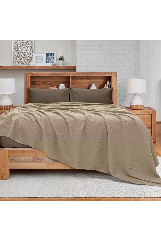 LINO Κουβέρτα King size (240x260) Πικέ Cocoon Μόκα