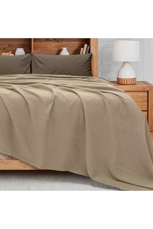 LINO Κουβέρτα King size (240x260) Πικέ Cocoon Μόκα