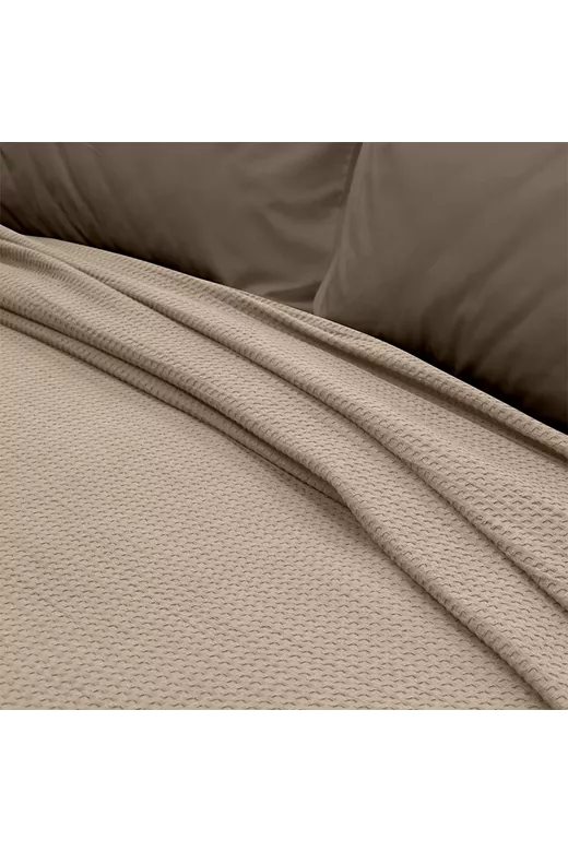 LINO Κουβέρτα Ημίδιπλη (170x240) Πικέ Cocoon Μόκα