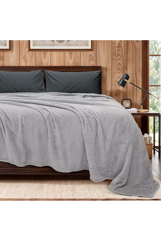 LINO Κουβέρτα Υπέρδιπλη (220x240) Fleece Napnest Ανοιχτό Γκρι