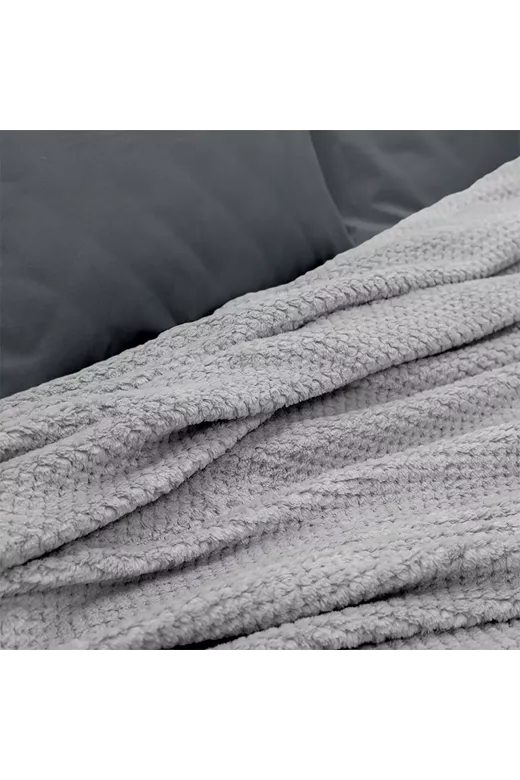 LINO Κουβέρτα Υπέρδιπλη (220x240) Fleece Napnest Ανοιχτό Γκρι