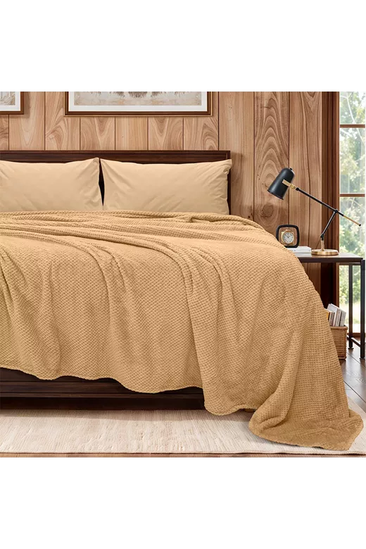 LINO Κουβέρτα Υπέρδιπλη (220x240) Fleece Napnest Μπεζ