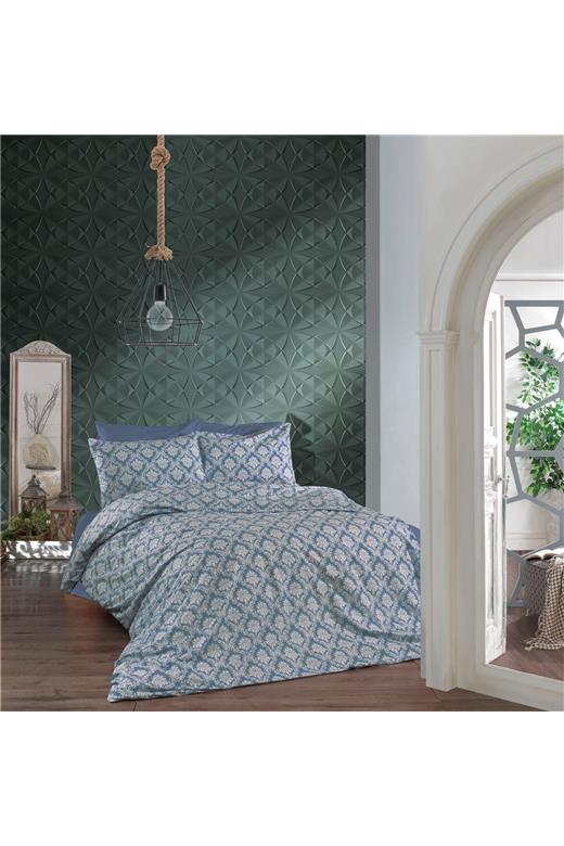 Πάπλωμα Εμπριμέ Οφηλία 279 160X240 Blue 70/30 Cott/Pol