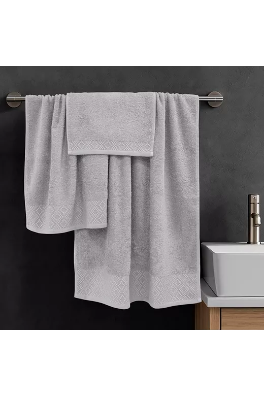 LINO Σετ πετσέτες 3τμχ (30x50,50x90,70x140) Serapha Ανοιχτό Γκρι