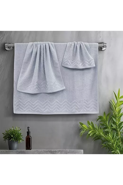 LINO Σετ πετσέτες 3τμχ (30x50,50x90,70x140) Wavie Ανοιχτό Γκρι