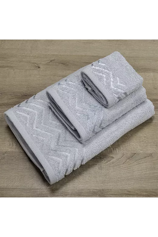 LINO Σετ πετσέτες 3τμχ (30x50,50x90,70x140) Wavie Ανοιχτό Γκρι