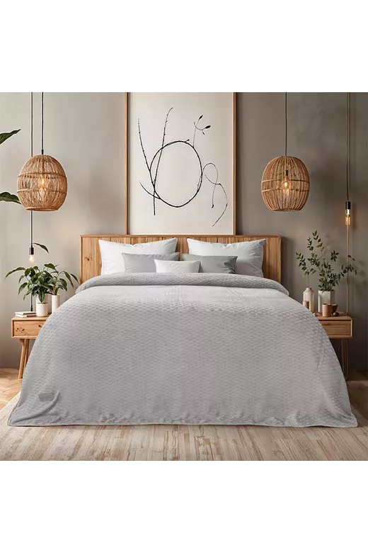 LINO Κουβέρτα Υπέρδιπλη (220x240) Flannel Lofti Ασημί