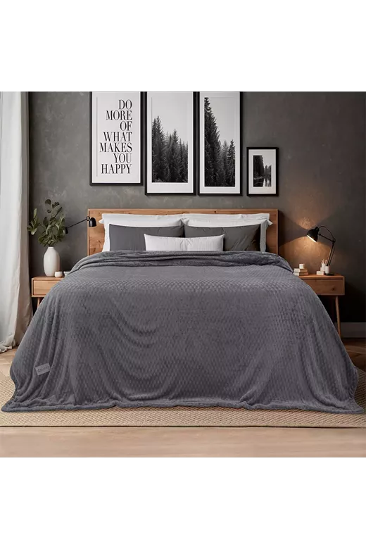 LINO Κουβέρτα Υπέρδιπλη (220x240) Sherpa Lofti Γκρι