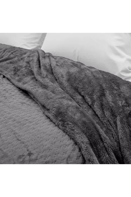 LINO Κουβέρτα Μονή (160x220) Sherpa Lofti Γκρι