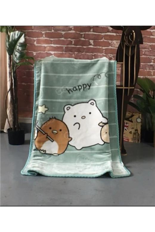 Κουβέρτα Βελουτέ Bebe (100X130) Mcdecor Happy Green - MCDECOR