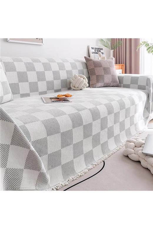 Ριχτάρι Τριθέσιου (180X280) Mcdecor Check Εκρού - MCDECOR