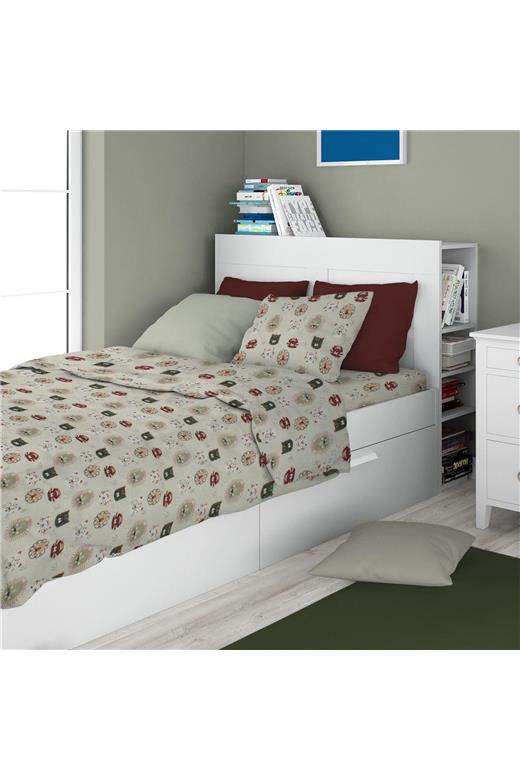Σεντόνια Εμπριμέ Σετ 2 τεμ kids Big Cats 27 160X240 Light Olive 100% Cotton
