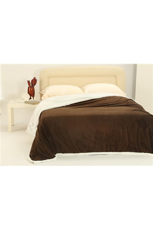 κουβέρτα fleece με sherpa (170cm x 220cm) ξυρισμένο καφέ
