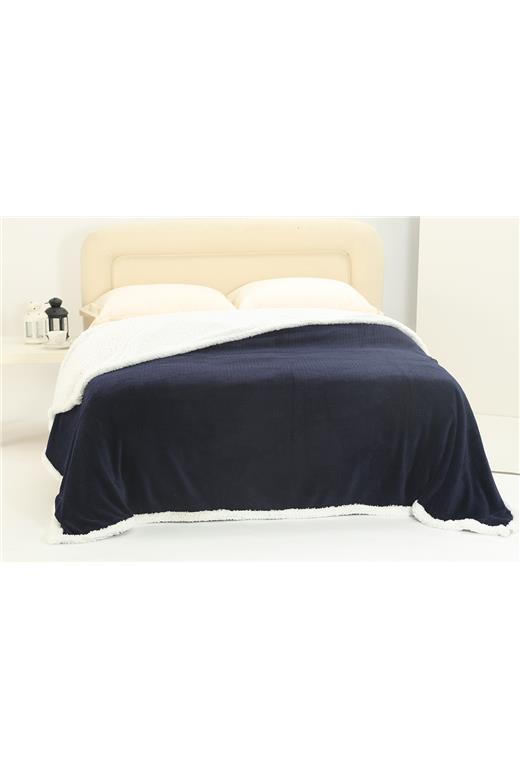 κουβέρτα fleece με sherpa (220cm x 240cm) pineapple μπλέ