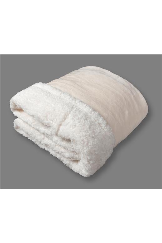 κουβέρτα fleece με sherpa (220cm x 240cm) flannel ivory