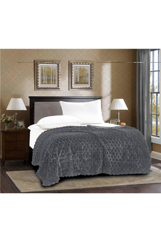 Διακοσμητική γούνινη κουβέρτα mink (220cm x 240cm) γκρί